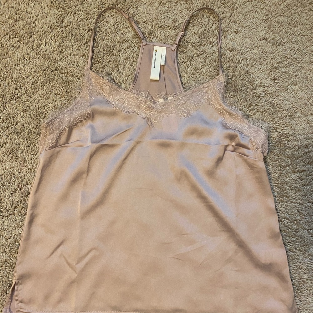 Anthropologie pink lace cami